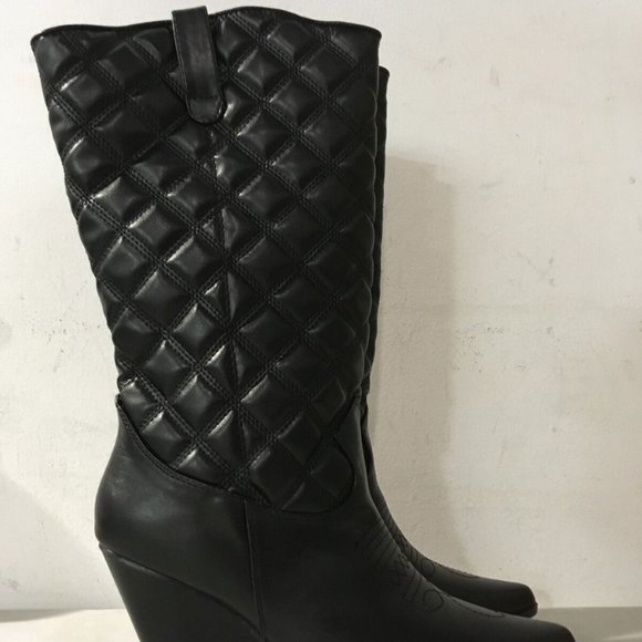 NWT CAPE ROBBIN BELASIMO QUILTED WESTERN POINTY TOE BLACK BOOTS 5.5, 6.5, 7.5 - Picture 9 of 13